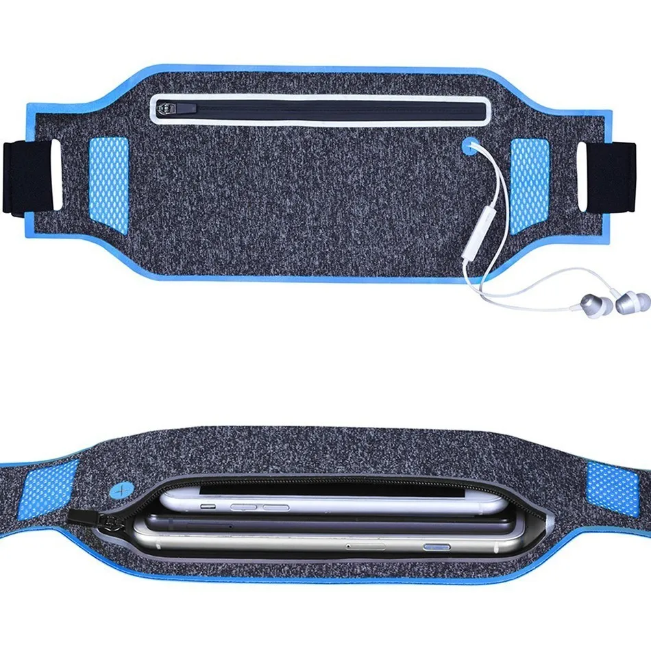 Light blue 1 шт., Ультралегкая сумка для бега на открытом воздухе для мужчин и женщин, спортивная сумка на талию, держатель для мобильного телефона, ремень, спортивные аксессуары для женщин, фитнес-снаряжение - Цвет: Light blue