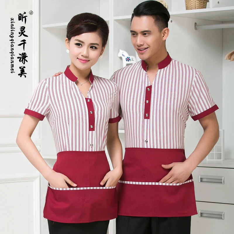Отель Униформа летняя официантка отель ресторан кафе горячий горшок с короткими
