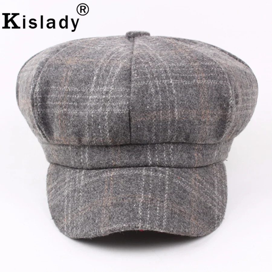 Kislady уличная мода мужские шапки осень зима классический дикий теплый берет