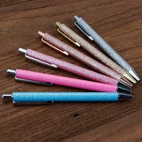 metal button pen beautiful high grade glitter powder shell ballpoint pen creative gift pen office school writing stationery