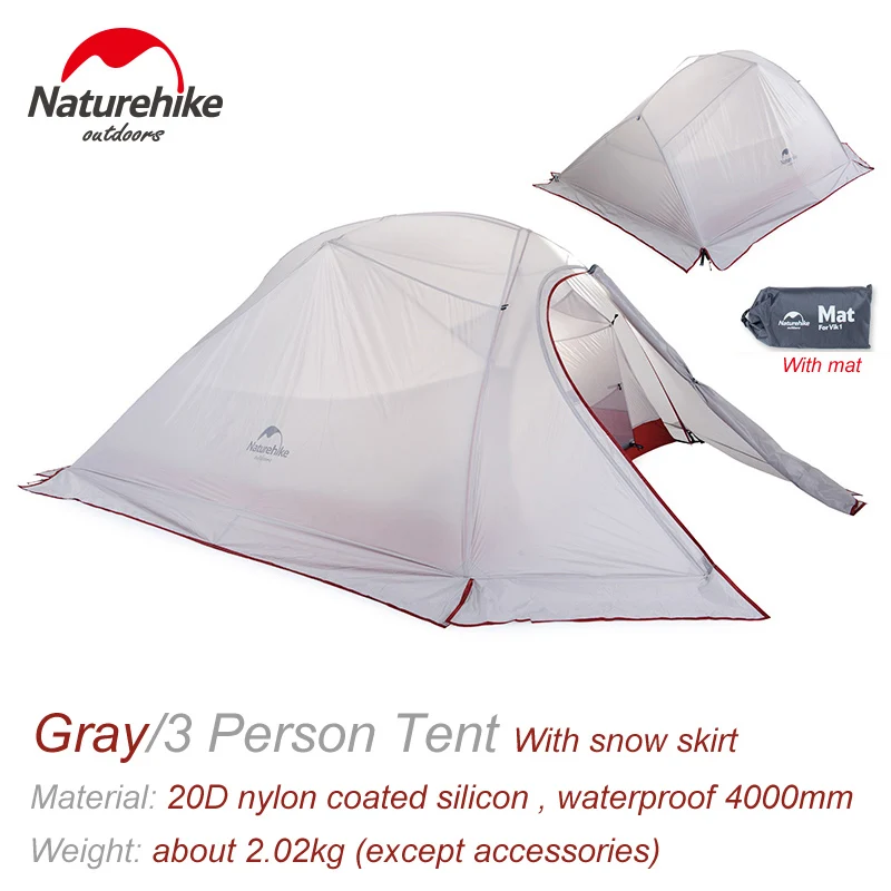 3 Person Gray Snow NatureHike открытый палатка 2 3 человек водонепроницаемый двойной слой Зима 4 сезон походный туристический 1 человек Сверхлегкий Палатка - Цвет: 3 Person Gray Snow