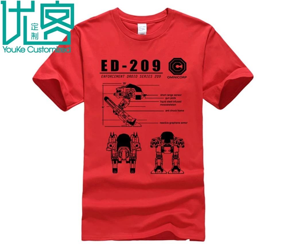 Мужская футболка с надписью ED-209 Blueprint Omnicorp летняя круглым вырезом и принтом в