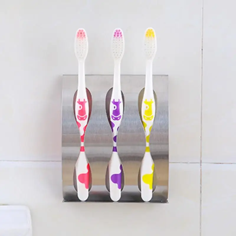 3 holes Диспенсер для зубной пасты из нержавеющей стали, 2/3 отверстий, Набор держателей для зубных щеток, настенное крепление, без бурения, комплекты зубных щеток для семьи - Цвет: 3 holes