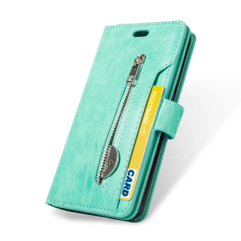 Mint Green Роскошный чехол с 9 держателями для карт, чехол для huawei P20 Lite, откидной Чехол для телефона, чехол для Funda huawei P20 Pro Plus, кожаный кошелек, сумка - Цвет: Mint Green