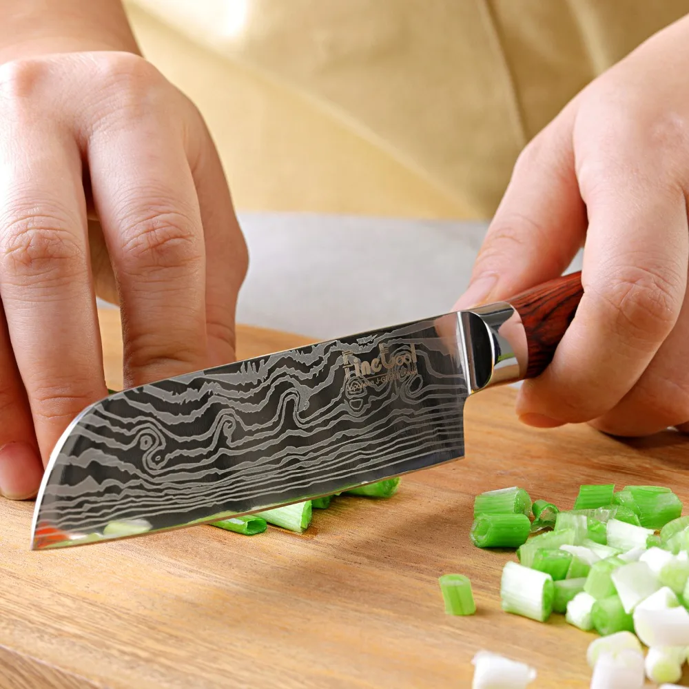 5 дюймовый нож Santoku японский 7CR17 из нержавеющей стали с цветной деревянной ручкой