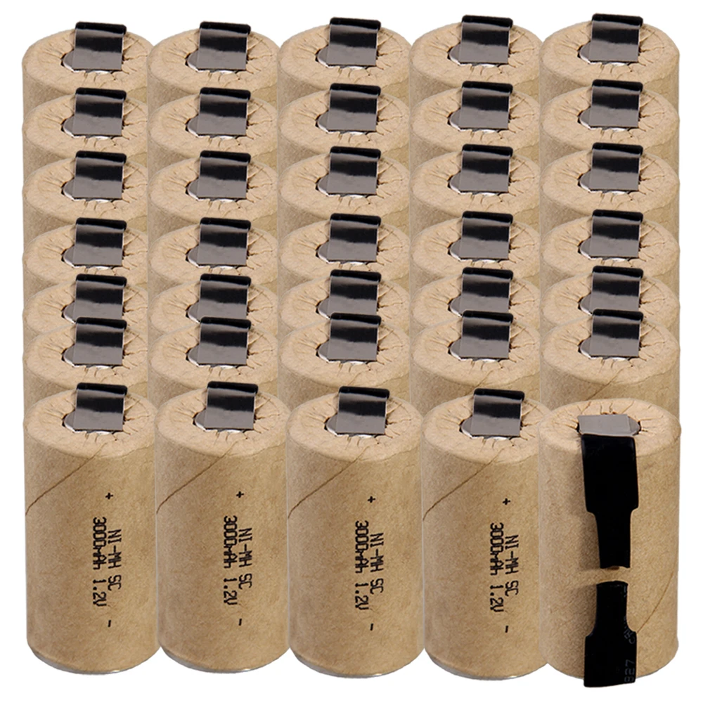 Самая низкая цена 35 шт SC батарея 1 2 v батареи перезаряжаемые 3000mAh nimh для