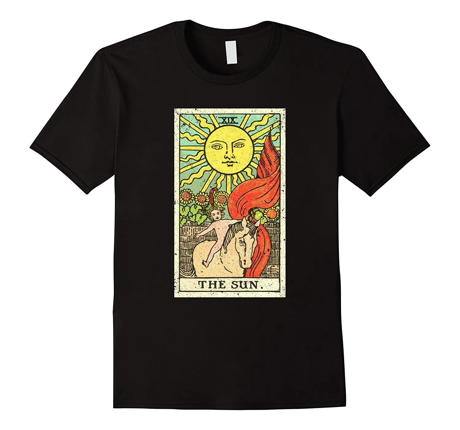 Футболка с изображением солнца Таро карты 19 (винтажный дизайн) | Мужская одежда