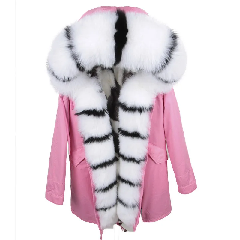 Deri Ceket Women Winter Large Natural Real Fox Fur Cuff& Liner Thick Warm Silver Jacket Coast Female Waterproof Loose Parkas
