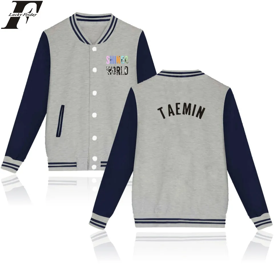 

latest print Shinee Kpop fashion Baseball Jacket hip hop men women Hoodies Sweatshirts casual Long Sleeve Jackets coats tops 4XL