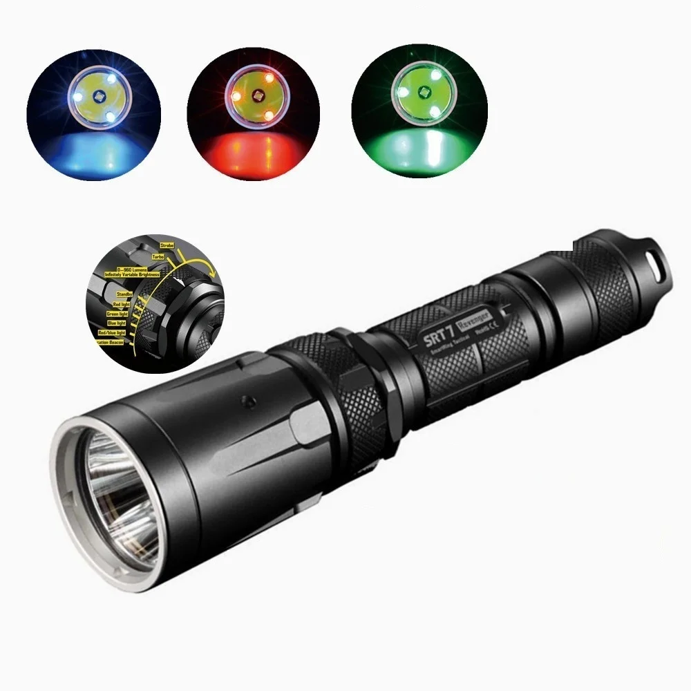 

NITECORE SRT7 CREE XM-L2 960LM фонарик умный селектор кольцо водонепроницаемый спасательный поисковый фонарь 3 цвета зеленый синий красный