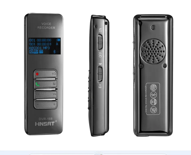 Мобильный беспроводной Bluetooth Диктофон для записи голоса Поддержка MP3 Play