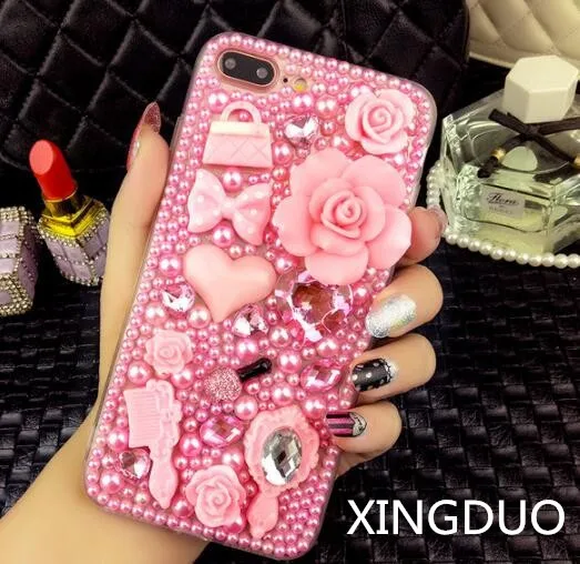 XINGDUO для iphone X 8 7 pus 6 s мягкий чехол с жемчугом роскошный модный Samsung Galaxy S6 S7 S8 Edge Plus