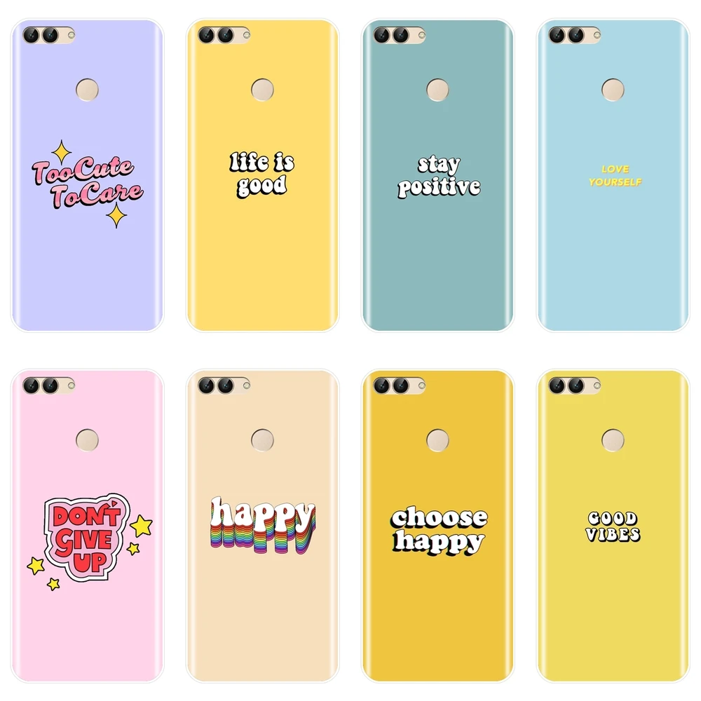 Для Huawei P20 Lite Pro P9 P10 Plus P умный чехол силиконовый желтый с цитатой для P7 P8 Mini 2017