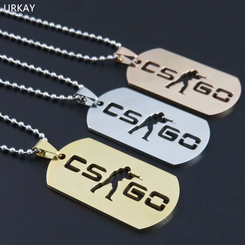 3 цвета аниме CS GO Ожерелье Подвеска модная собака бирки кулон нержавеющая сталь