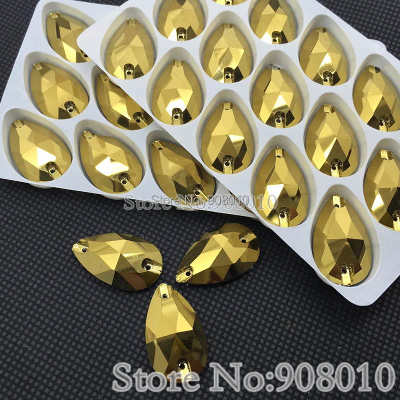 Золотая гематитовая цветная слеза шьет на стразах капель шитье стеклянные