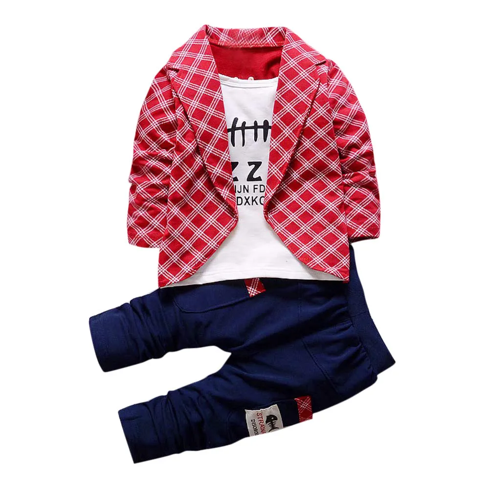 MUQGEW kids dresses for boys 2pcs Toddler Baby Boys Kids Shirt Tops+ Long Pants Clothes Outfits Gentleman Set baju anak#y2 |