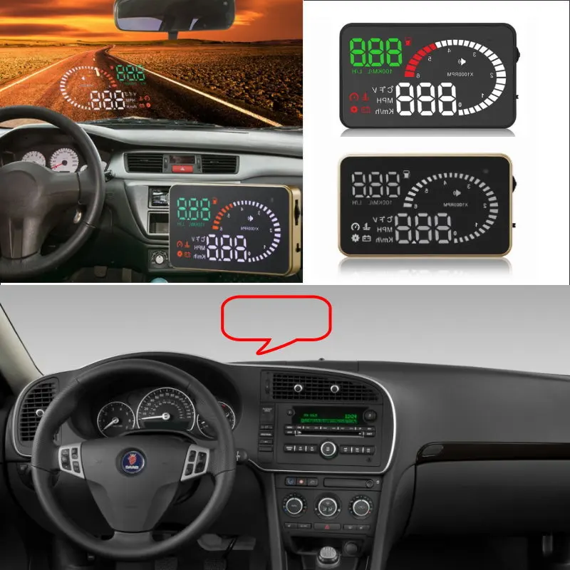 Car HUD Head Up Display For SAAB 9-3/9-5 2000-2019 AUTO X6 HUD OBD Safe Driving Screen Projector  OBD II Connector