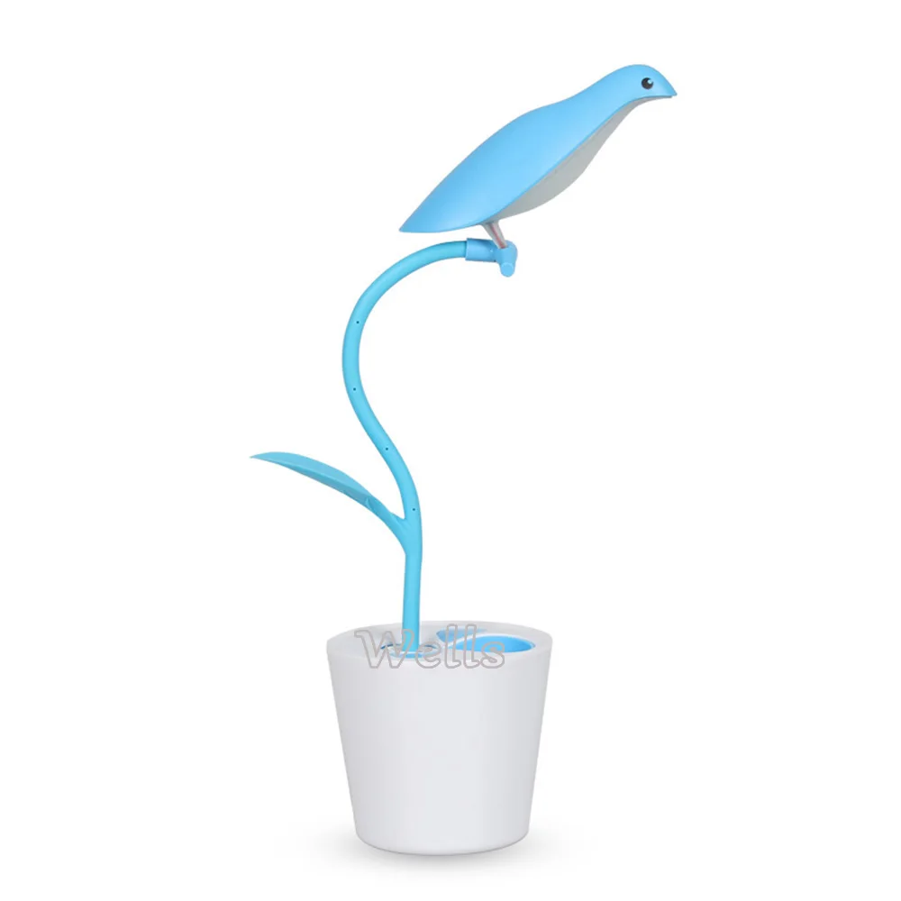 

LED Table Lamp with bird Dimmable Desk Lamp rechargeable Night light Adjustable Brightness and pen container for Kids' gift