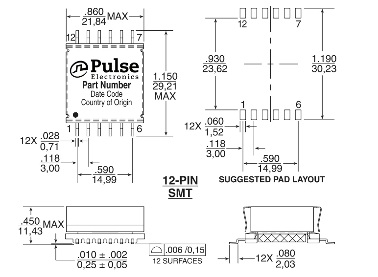 Оригинальный новый 100% PA1736NL SMD EFD20 flyback трансформатор 95 Вт 200 кГц 36 72 В до 12 5 А