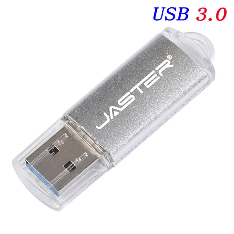 Silver Новинка, Usb 3,0, JASTER, USB флеш-накопитель, 128 ГБ, 64 ГБ, металлическая ручка, 8 ГБ, 16 ГБ, 32 ГБ, высокоскоростная USB флешка, флешки для компьютера - Цвет: Silver
