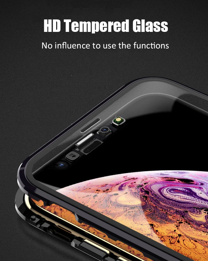 Luxury 360 Full Cover For iPhone 8 7 6 6S S Plus Double Side Tempered Glass Magnetic Adsorption XR Xs Max X Case | Мобильные