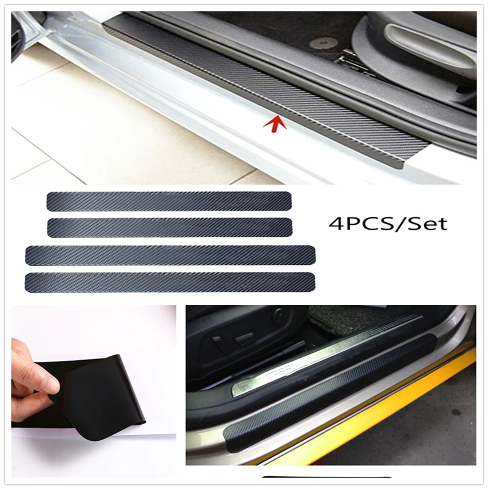 Стикер на порог автомобиля стикер из углеродного волокна против царапин для Toyota