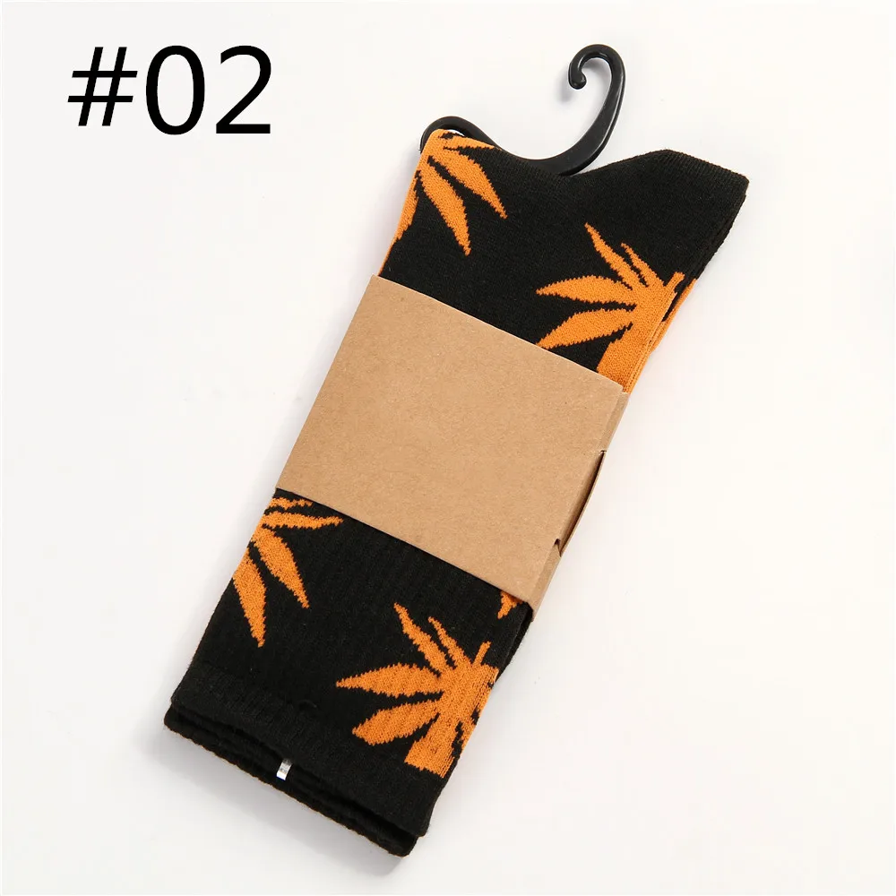 Black Orange Новинка; всесезонные парные носки для отдыха; модные забавные носки с листьями конопли; хлопковые носки в стиле Харадзюку; носки в стиле хип-хоп; кленовые носки - Цвет: Black Orange