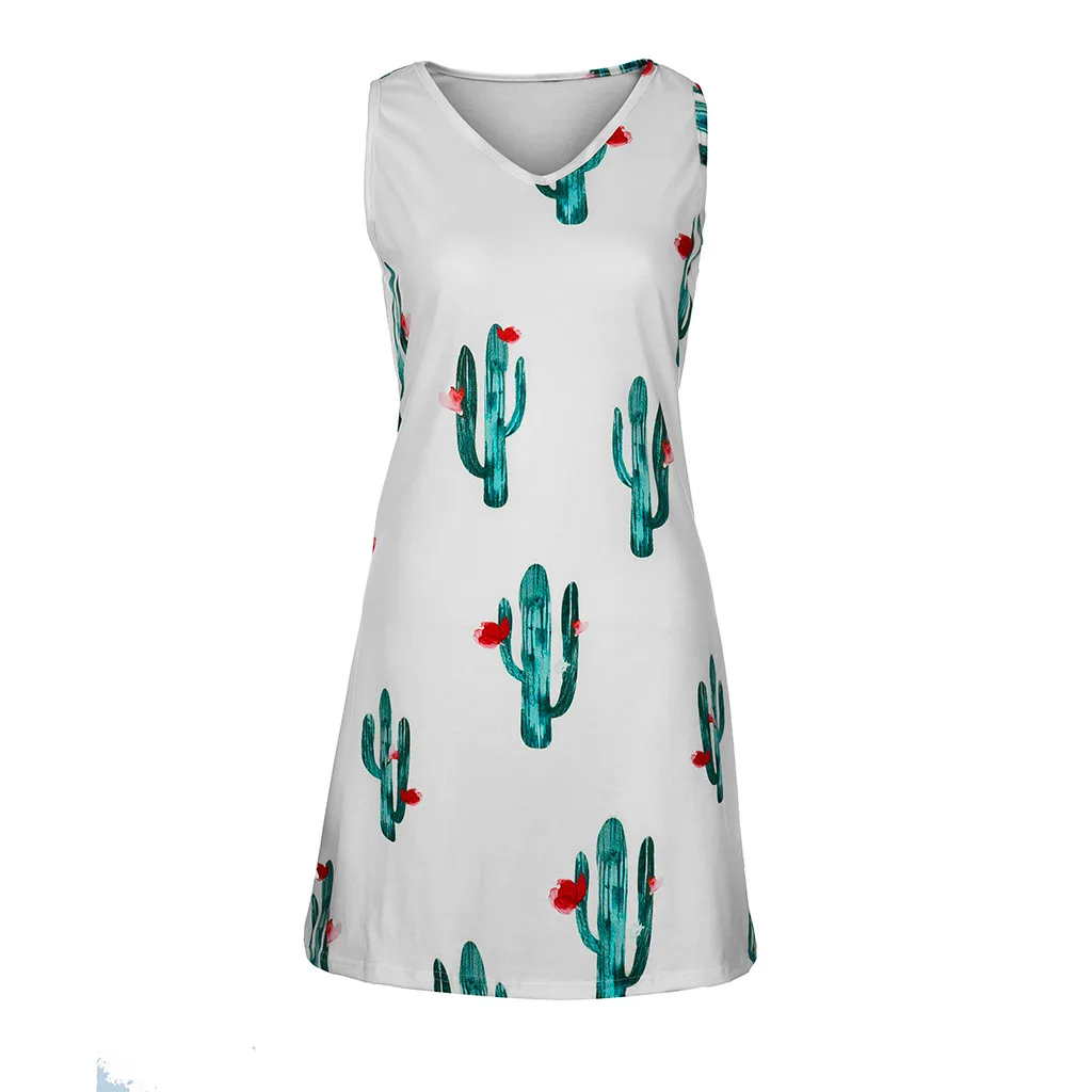 Летнее платье женское Повседневное для отпуска в богемном стиле пляжная кактус
