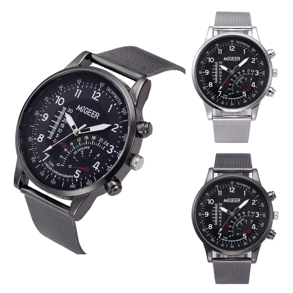 

Men Watches Fashion Man Design Stainless Steel Mesh belt Analog Alloy Quartz Wrist Business Watches erkek kol saati