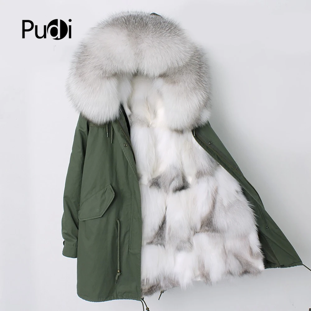 PUDI PK902 женская зимняя теплая хлопковая парка, пальто с натуральным лисьим мехом внутри, пальто с воротником, Дамское модное пальто, куртка, пальто