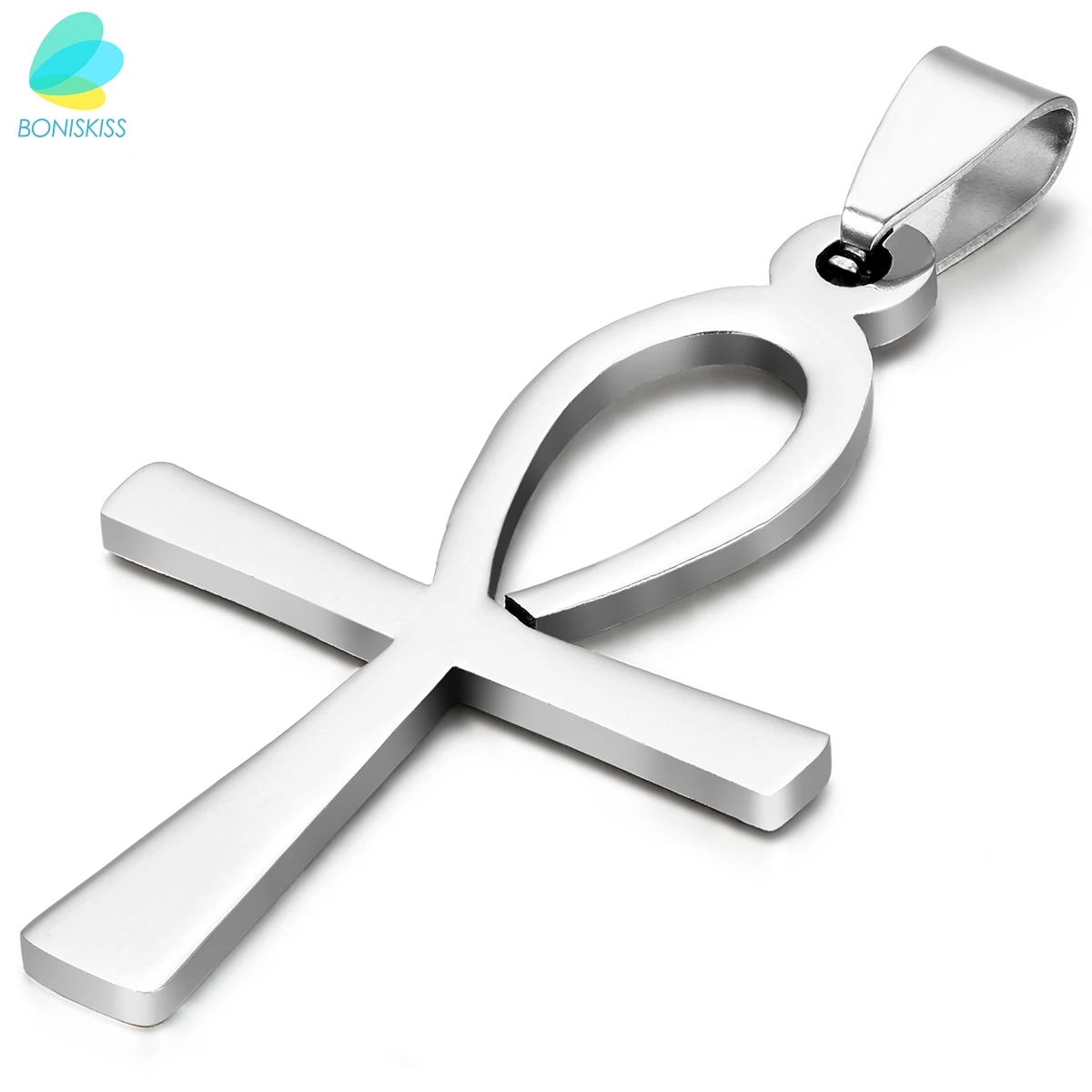 

BONISKISS Men Jewelry 316L Stainless Steel Egyptian Ankh Cross Mens Womens Pendant Necklaces collares