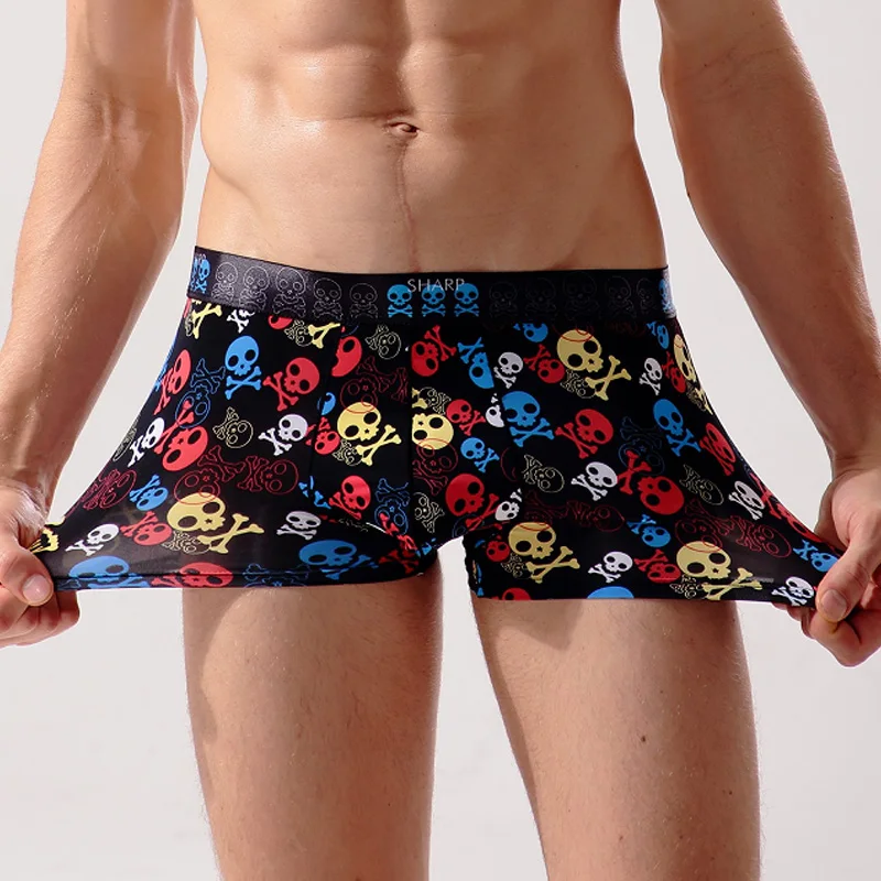 Для мужчин боксер шелковое нижнее белье Соблазнительные мужские трусы боксеры