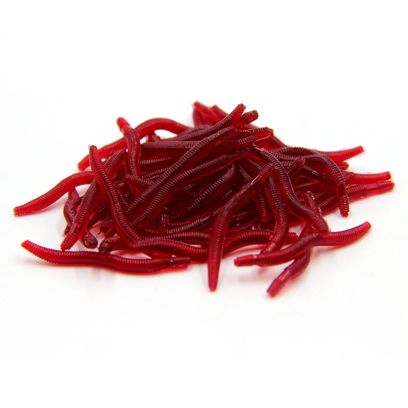 100 шт./лот мягкая рыболовная приманка искусственные приманки красные черви запах