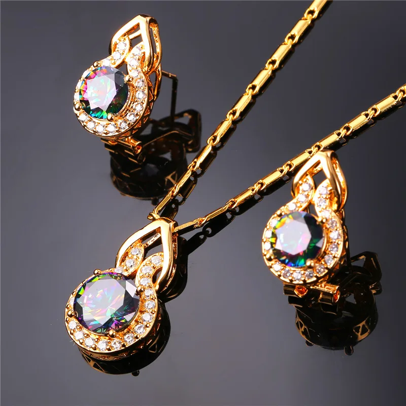 Новинка 2016 набор сережек и ожерелья желтого золотого/серебряного цветов