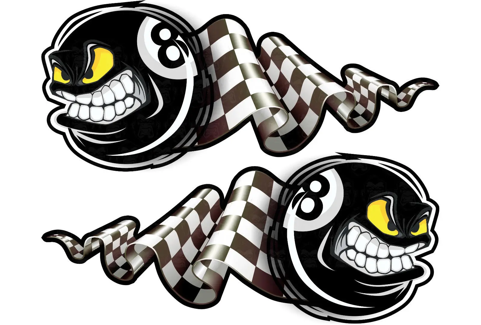 2psc Oldschool Aufkleber 8 Ball retro Sticker Flagge Tuning Racing EIghtball