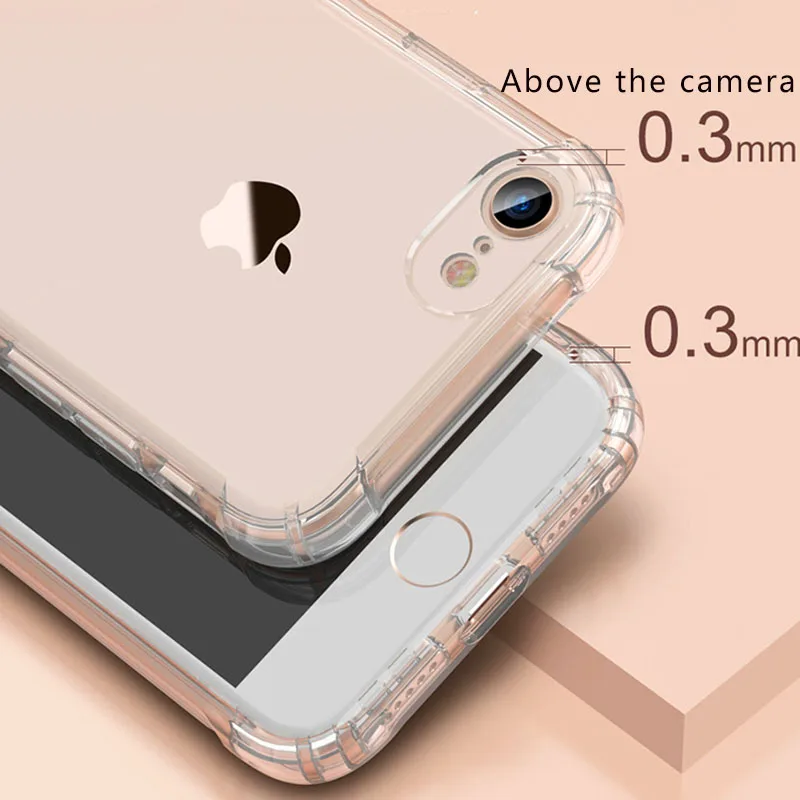 Полная защита противоударный ТПУ силиконовый чехол для iPhone 8 7 6 6S Plus Прозрачный