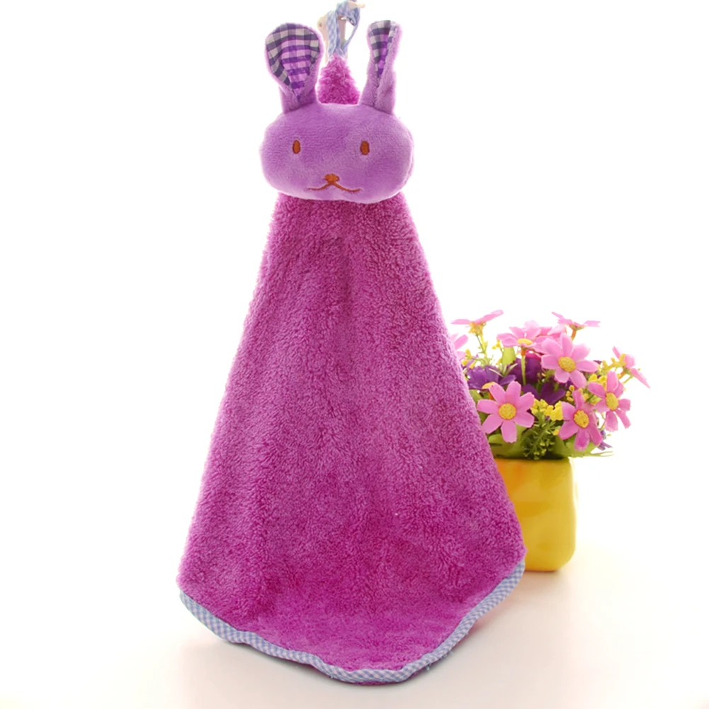 Pink Вырезанные кроличьи подвесные полотенца для рук кухонное полотенце коралловый плюшевый поглотитель из микроволокна без ворса ткань антипригарная масляная тряпка для мытья посуды - Цвет: Pink