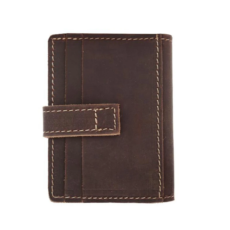 Кожаный мужской кошелек винтажный маленький cartera hombre два сложения короткий на