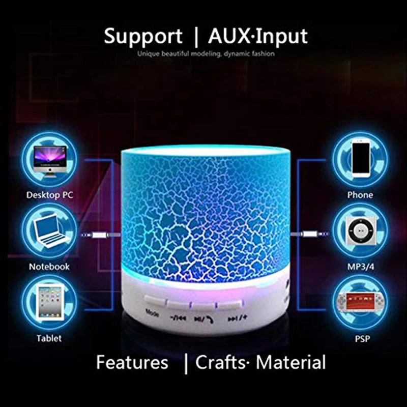 A9 мини портативный Bluetooth динамик беспроводной громкий светодиодный TF USB колонка