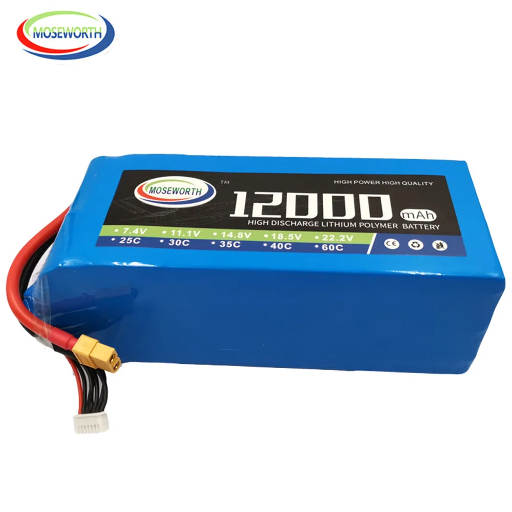 

6S 22.2V 12000mAh 40C RC LiPo Battery New For Quadcopter Drone Helicopter Airplane Boat Model Toys Batteries Hexacopter Truck