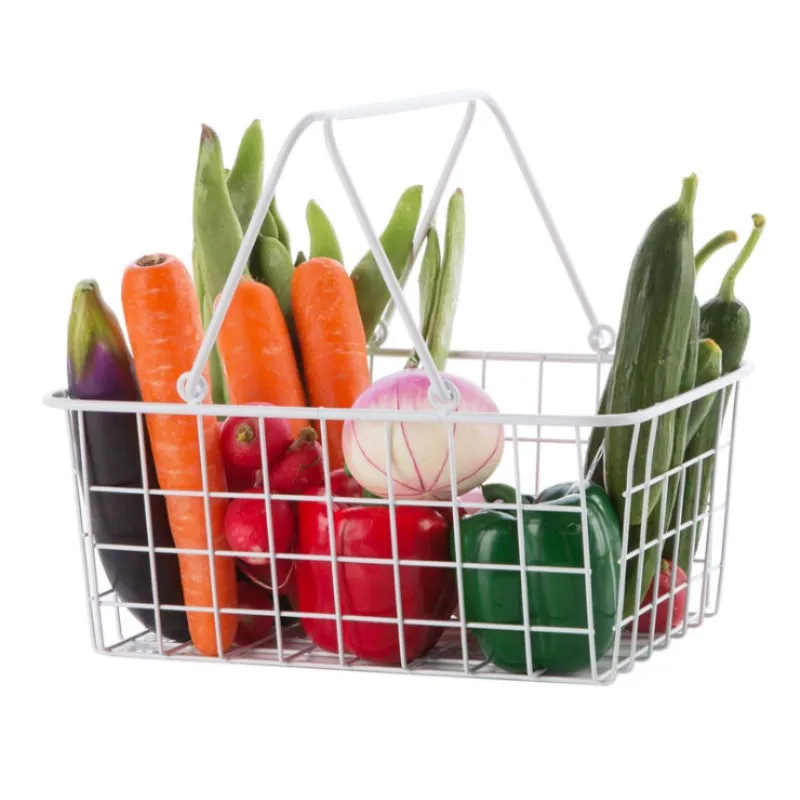 Портативный кованого железа для хранения стойка корзины многофункциональная