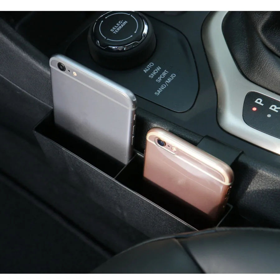 For Jeep Cherokee 2014-2016 Car Console Gear Shift Knob Panel Storage Box Pocket Mobile Phone Container Trim Styling | Автомобили и