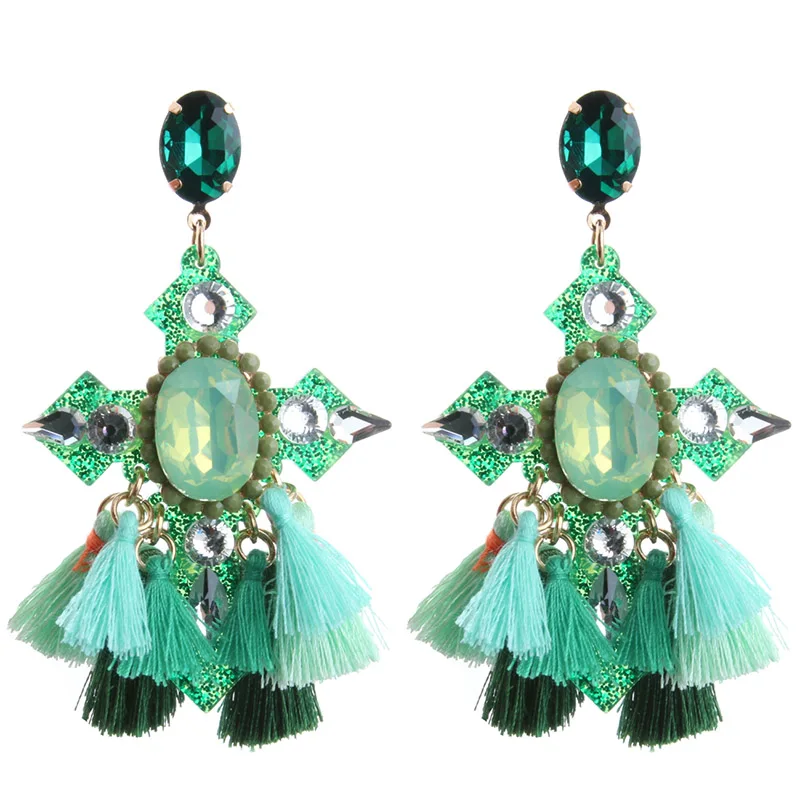 NeeFu WoFu серьги подвески из смолы брендовые большие с кисточками и кристаллами