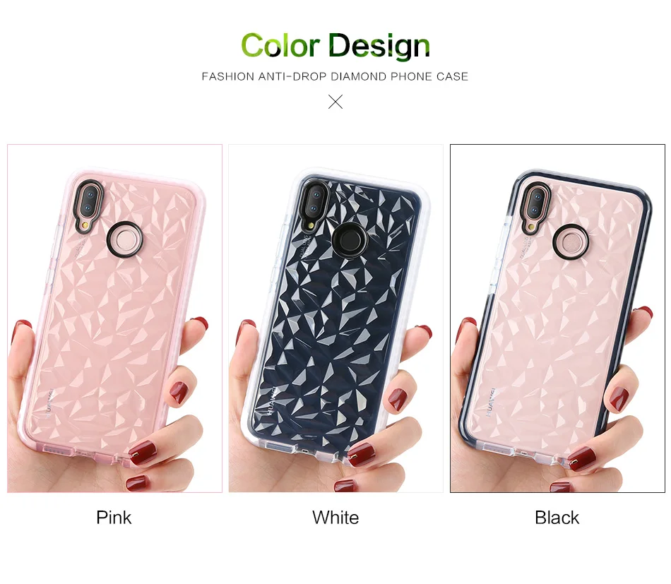 P20 lite Pro 3D Diamond Luxury Crystal Soft Silicone Phone Case For Huawei Glitter Rhombic Cover |