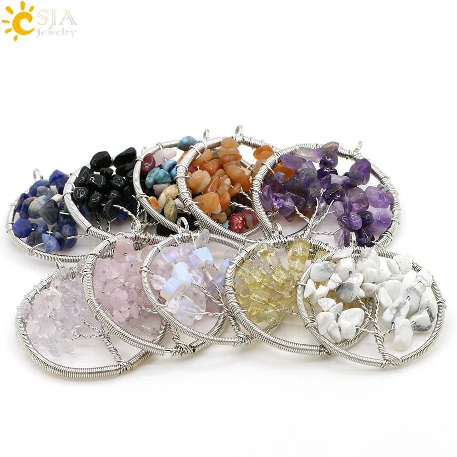 Женский кулон рейки CSJA из натурального камня с кристаллом исцеление радужная