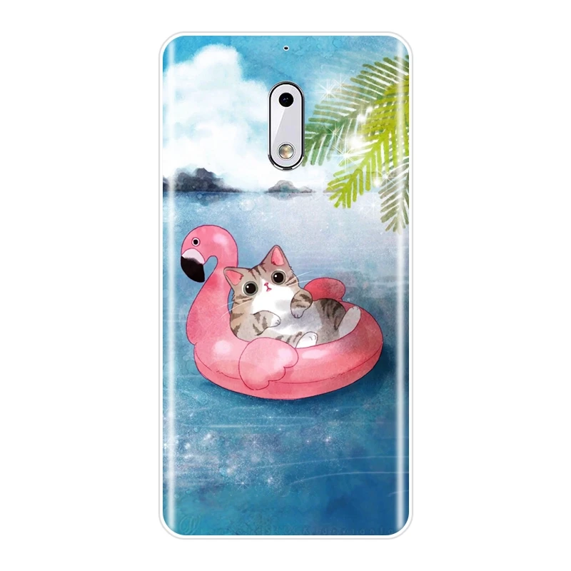 Чехол для Nokia 7 Plus X6 Kawaii кошка цветок Подсолнух симпатичный синий розовый