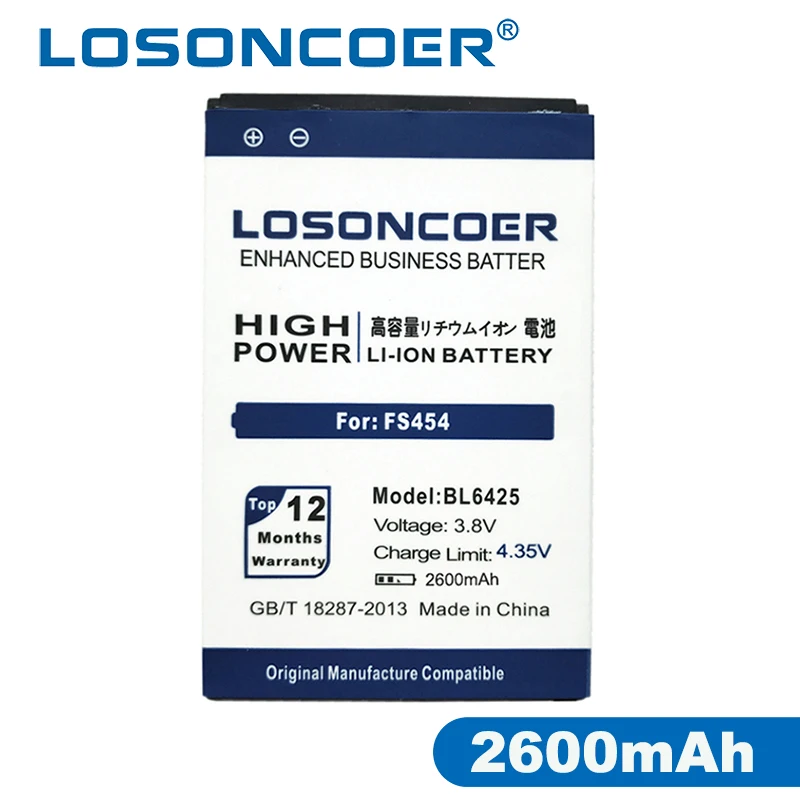 Аккумулятор LOSONCOER BL6425 на 2600 мА · ч для FLY FS454 Nimbus 8 FS455 11 FS456 14 FS457 15|battery for|battery for flybatterie