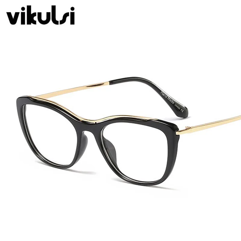 E70 black clear Кошачий глаз прозрачные оправы для очков женские брендовые дизайнерские полоски из металла оправа с прозрачными линзами очки Оптические очки Oculos De Sol UV400 - Цвет оправы: E70 black clear