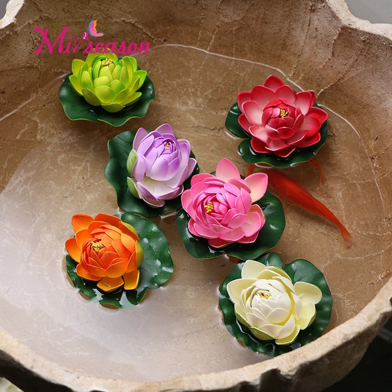 10Cm EVA Lotus ornament for Aquarium Foam Flowers Water Lily Floating outdoor fish tank pool landscaping potted plant home decor | Дом и сад