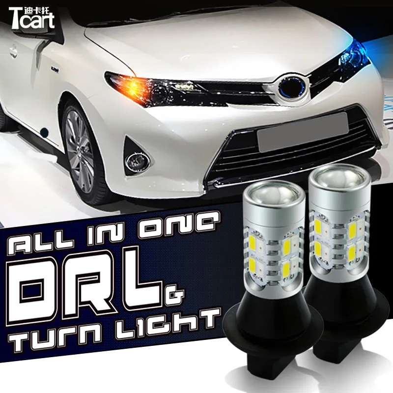 Tcart 2 шт. авто светодиодные лампы DRL Дневной светильник Поворотники передние белый